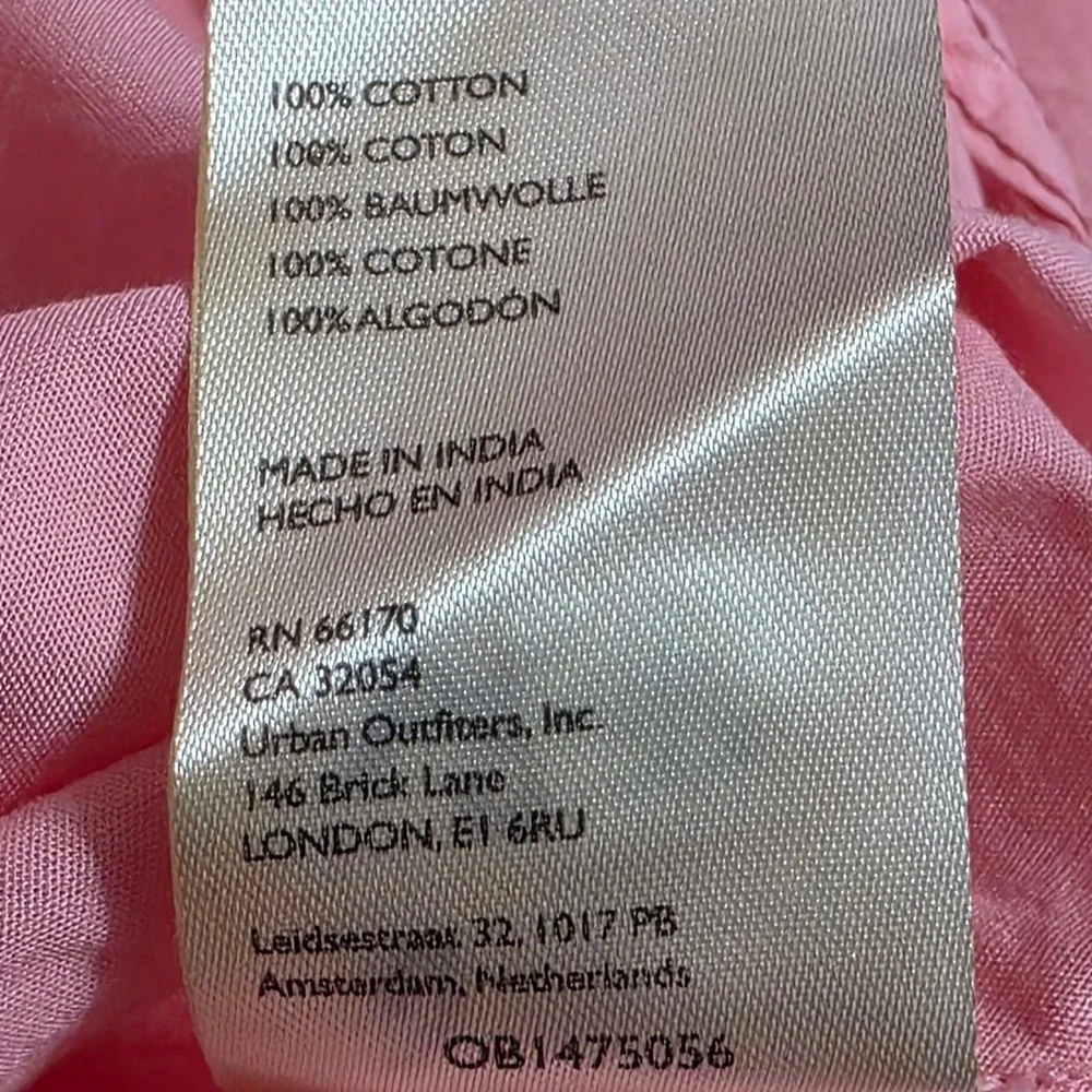 Free People We The Free Womens Large Happy Hour Poplin Top Pink Oversized Button